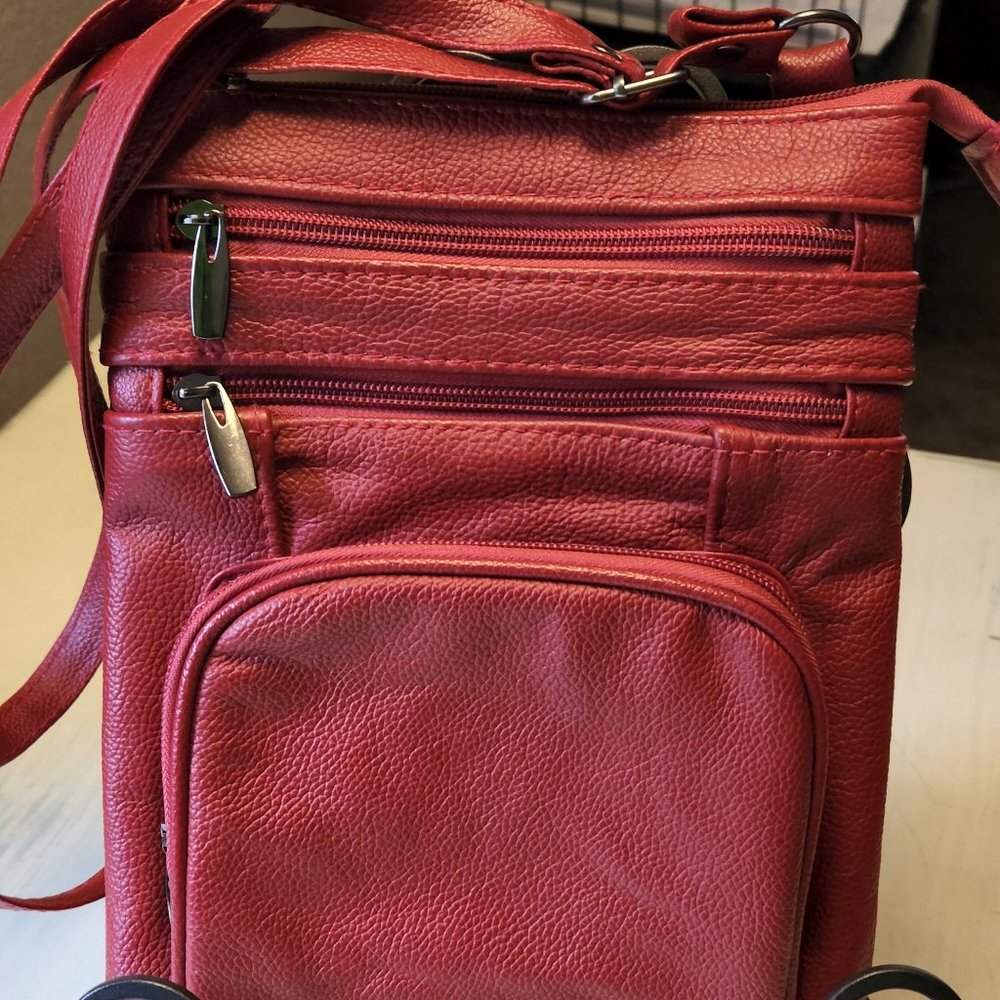 Maze Leather Crossbody Bag with RFID Blocking